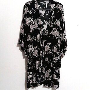 Spiritual Gangster Kimono Floral Duster OS  Black White Boho Dark Fem